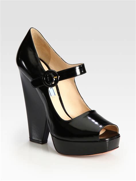 prada mary jane patent leather platform pumps|mary jane slingback pumps.